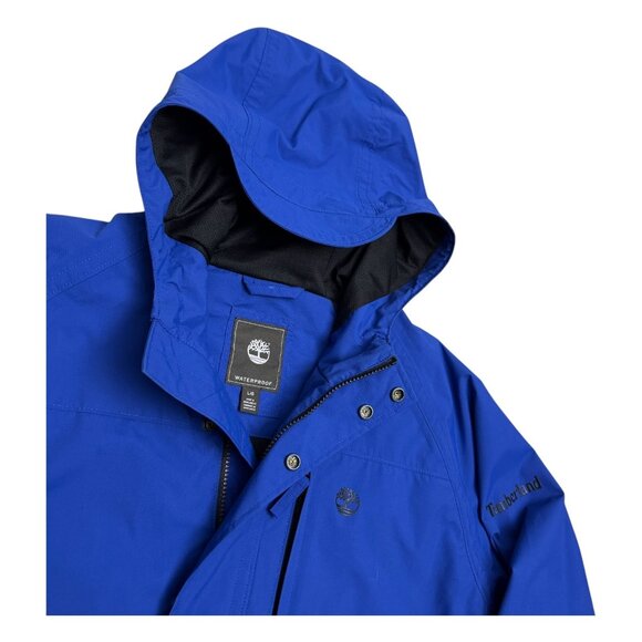 TIMBERLAND Waterproof Windbreaker Designer Casual Blue Jacket Mens Large - Picture 2 of 7
